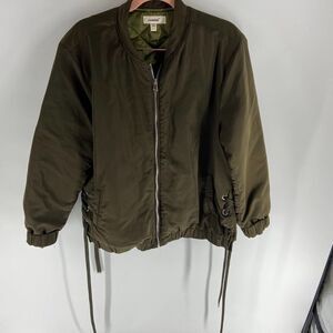 Jak & Rae Green Full Zip Tie Side Puffer Jacket Womens L